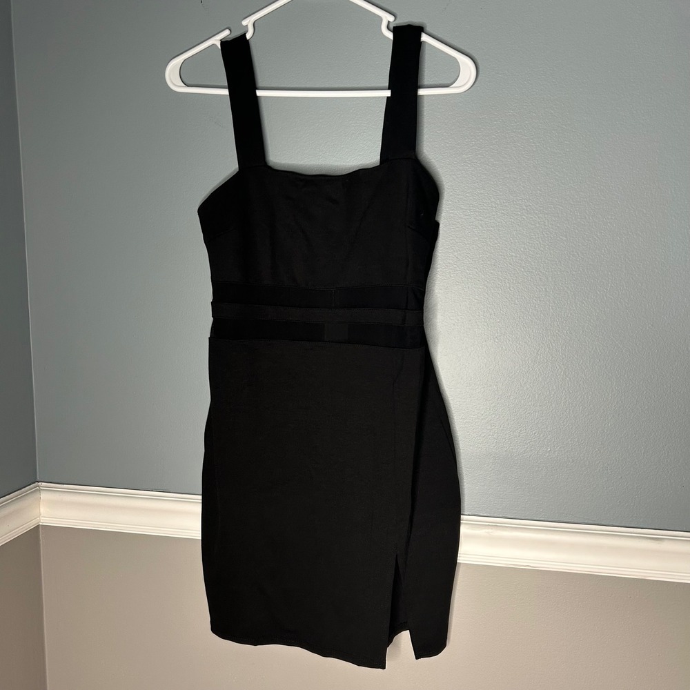 Fashion Nova Lets Mingle Black Bodycon Mini Dress Mesh Cutout Womens L